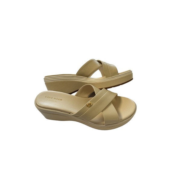 Cole Haan Briella Grand OS Cream Leather Wedge Sandals Size 8 - Picture 3 of 8